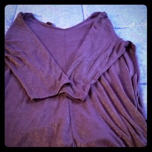 V neck blouse with straps and metallic shimmer !